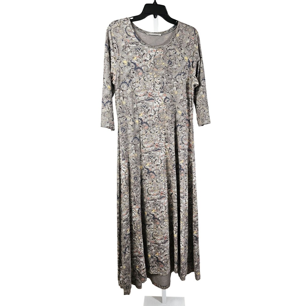 Peruvian Connection Large Ottoman Knit Maxi Dress Grey Mosiac Minimalist Luxury
